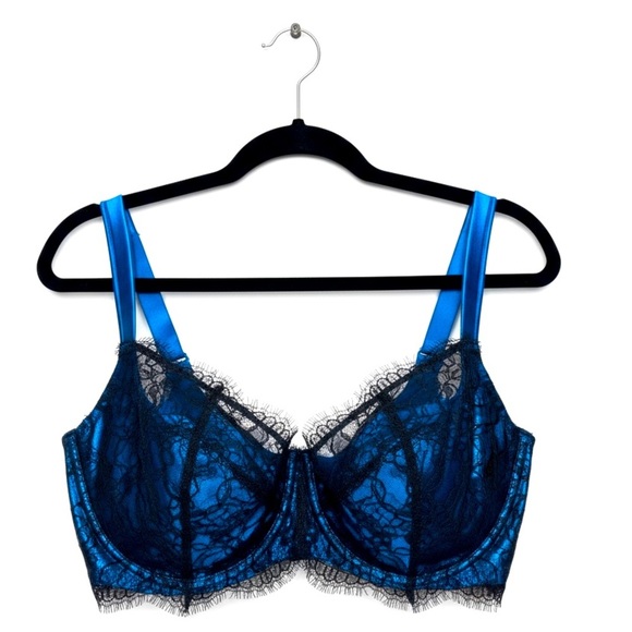 Cacique Full Figure Blue and Black Lace Bra - Picture 7 of 7